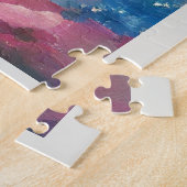 7月4日アメリカ国旗の愛デジタル抽象芸術アート ジグソーパズル (側面)