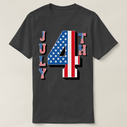 7月4日アメリカ国旗の文字 Tシャツ (デザイン正面)