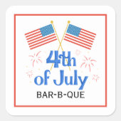 7月4日アメリカ国旗の花火 スクエアシール (正面)