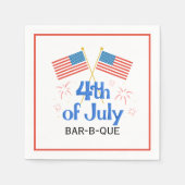 7月4日アメリカ国旗の花火 スタンダードカクテルナプキン (正面)