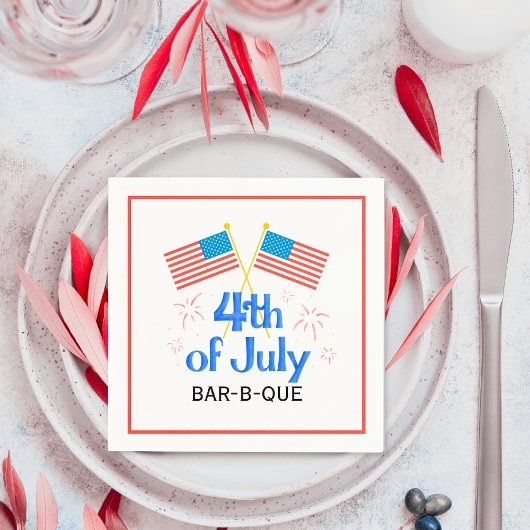 7月4日アメリカ国旗の花火 スタンダードカクテルナプキン