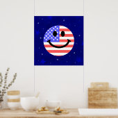 7月4日アメリカ国旗の顔 ポスター (キッチン)