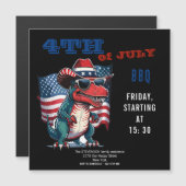 7月4日アメリカ国旗を持つハッピーダノス マグネット招待状 (正面/裏面)