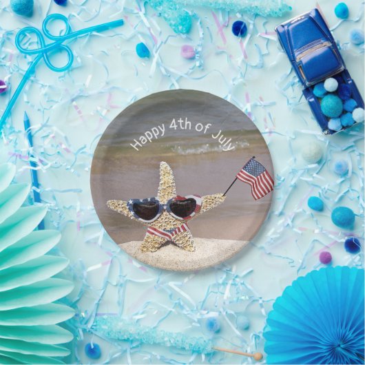 7月4日アメリカ国旗を持つヒトデ ペーパープレート (パーティー)