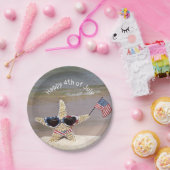 7月4日アメリカ国旗を持つヒトデ ペーパープレート (パーティー)