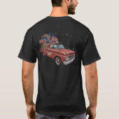 7月4日アメリカ国旗を持つ赤いトラック Tシャツ (裏面)