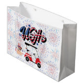 7月4日アメリカ国旗を掲げたゴルフカート    ラージペーパーバッグ (正面アングル)