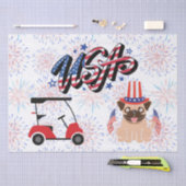 7月4日アメリカ国旗を掲げたゴルフカート   薄葉紙 (クラフト)