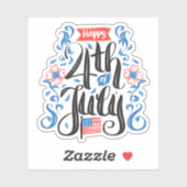 7月4日アメリカ国旗を掲げて幸せ シール (シート)