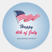 7月4日アメリカ国旗を掲げて幸せ ラウンドシール (正面)