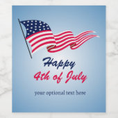 7月4日アメリカ国旗を掲げて幸せ ワインラベル (シングルラベル)