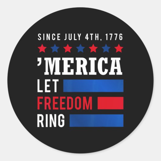 7月4日アメリカ国旗アメリカ解放リングや輪 ラウンドシール (正面)