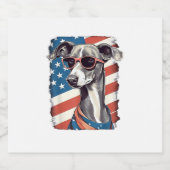 7月4日アメリカ国旗イタリアン・グレイハウンド犬 スパークリングワインラベル (シングルラベル)