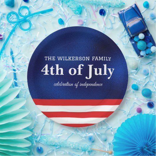 7月4日アメリカ国旗オンブルーフォイル ペーパープレート (パーティー)