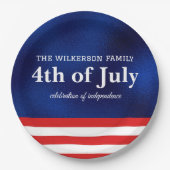 7月4日アメリカ国旗オンブルーフォイル ペーパープレート (正面)
