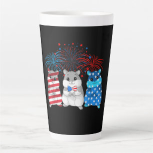 7月4日アメリカ国旗ハッピーギニアブタ カフェラテマグ