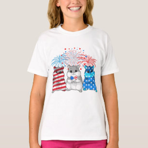 7月4日アメリカ国旗ハッピーギニアブタ Tシャツ
