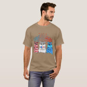7月4日アメリカ国旗ハッピーギニアブタ Tシャツ (正面フル)