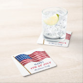 7月4日アメリカ国旗ハッピー スクエアペーパーコースター (インサイチュ)