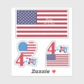 7月4日アメリカ国旗ハート花火大会 シール (シート)