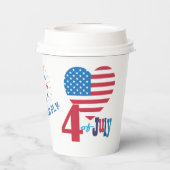 7月4日アメリカ国旗ハート花火大会 紙コップ (裏面)