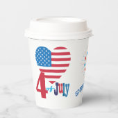 7月4日アメリカ国旗ハート花火大会 紙コップ (正面)