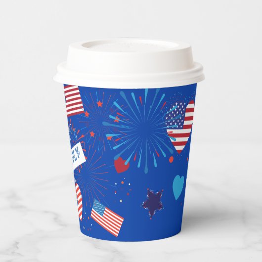 7月4日アメリカ国旗ハート花火大会 紙コップ (左)
