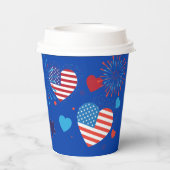 7月4日アメリカ国旗ハート花火大会 紙コップ (裏面)
