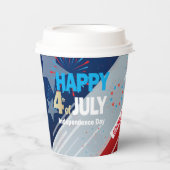 7月4日アメリカ国旗ハート花火大会 紙コップ (正面)