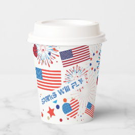 7月4日アメリカ国旗ハート花火大会 紙コップ