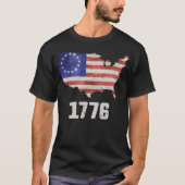7月4日アメリカ国旗ベッシーロス1776人の男性 Tシャツ (正面)