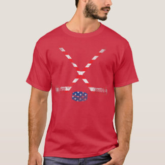 7月4日アメリカ国旗ホッケー愛国的ホッケー愛好家 Tシャツ