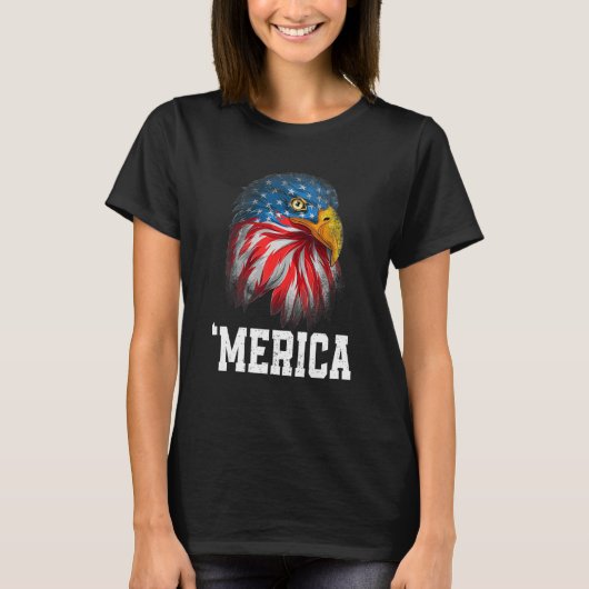 7月4日アメリカ国旗'メリカバルトイーグルUsa M Tシャツ (正面)