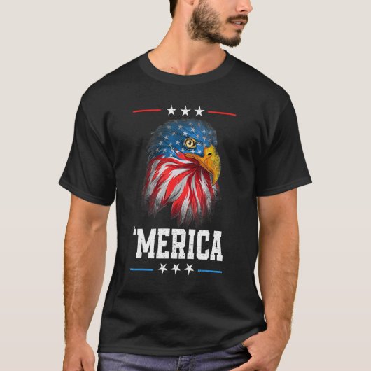 7月4日アメリカ国旗'メリカバルトイーグルUsa M Tシャツ (正面)