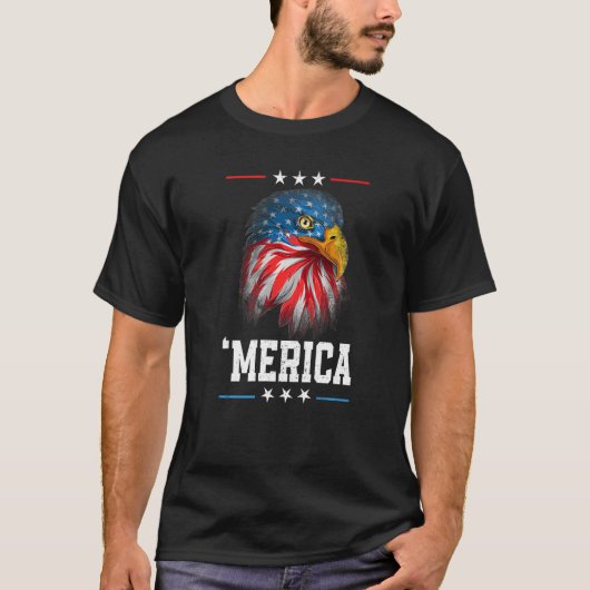 7月4日アメリカ国旗'メリカバルトイーグルUsa M Tシャツ (正面)
