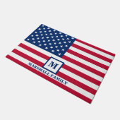 7月4日アメリカ国旗モノグラム ドアマット (アングル)