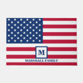 7月4日アメリカ国旗モノグラム ドアマット (正面)
