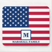 7月4日アメリカ国旗モノグラム マウスパッド (正面)