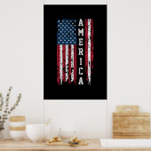 7月4日アメリカ国旗 ポスター (キッチン)