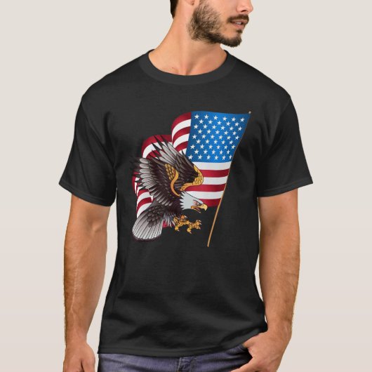 7月4日アメリカ国旗American Patriotic Eagle 1 Tシャツ (正面)