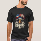 7月4日アメリカ国旗Bald Eagle 7月4日 Tシャツ (正面)