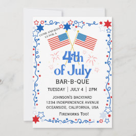 7月4日アメリカ国旗Bald Eagle BBQ花火 招待状