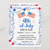 7月4日アメリカ国旗Bald Eagle BBQ花火 招待状 (正面/裏面)