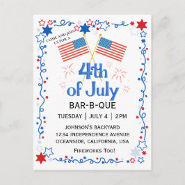 7月4日アメリカ国旗BBQ花火 シーズンポストカード