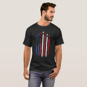 7月4日アメリカ国旗Ceとジェット戦闘機 Tシャツ (正面フル)