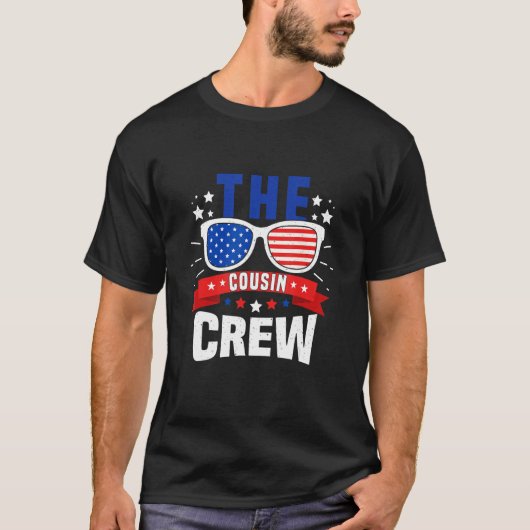 7月4日アメリカ国旗Popsicl従兄弟クルー7 Tシャツ (正面)