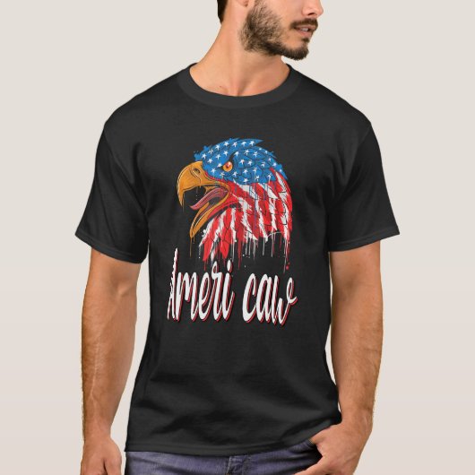 7月4日アメリカ国旗Usa Patriotic Eagle Ameri C Tシャツ (正面)