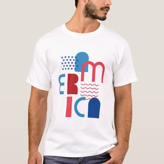 7月4日アメリカ幾何学模様 Tシャツ (正面)