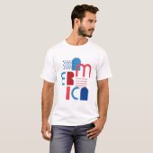 7月4日アメリカ幾何学模様 Tシャツ (正面フル)