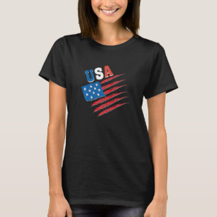 7月4日アメリカ愛国主義国旗Jの4番目 Tシャツ